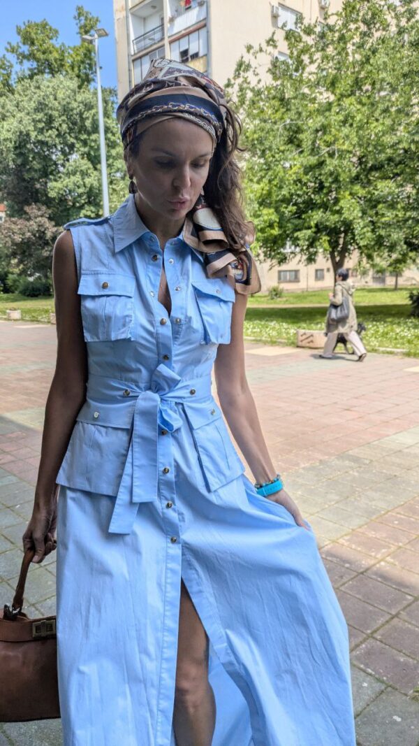 Light blue cotton dress Babylon - Image 6