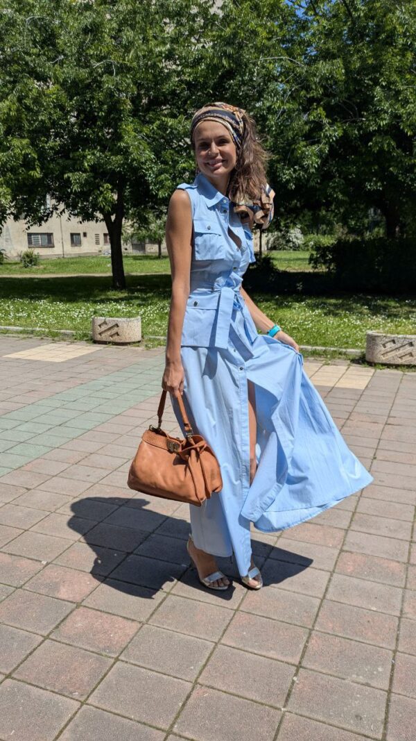 Light blue cotton dress Babylon - Image 2