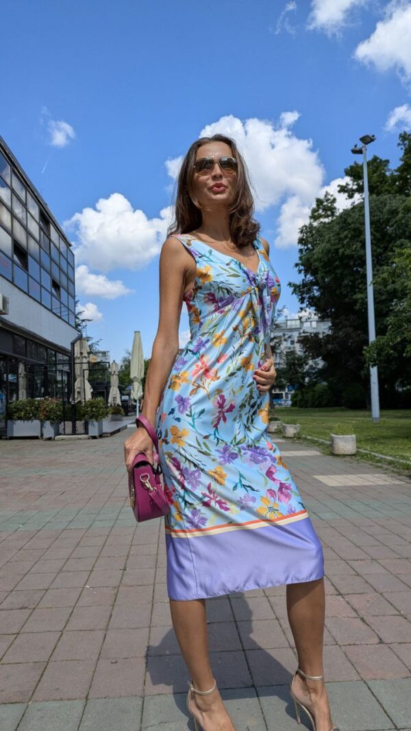Rinascimento light blue floral dress - Image 4