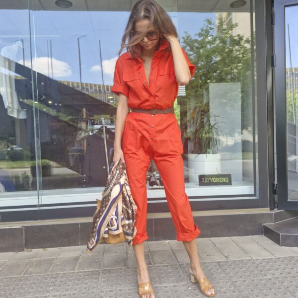 Red women's jumpsuit of Italian fashion - Image 4