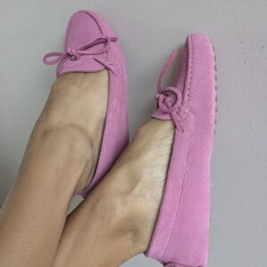 Pink velur moccasins