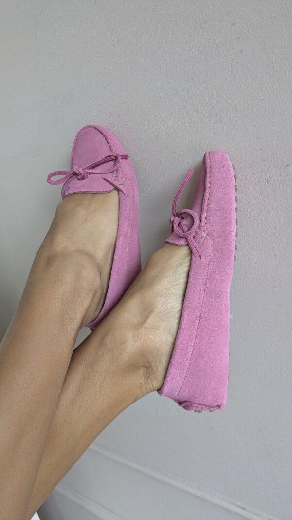 Pink velur moccasins