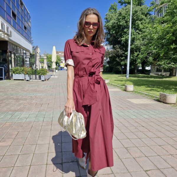 Maxi dress in burgundy red - Image 2