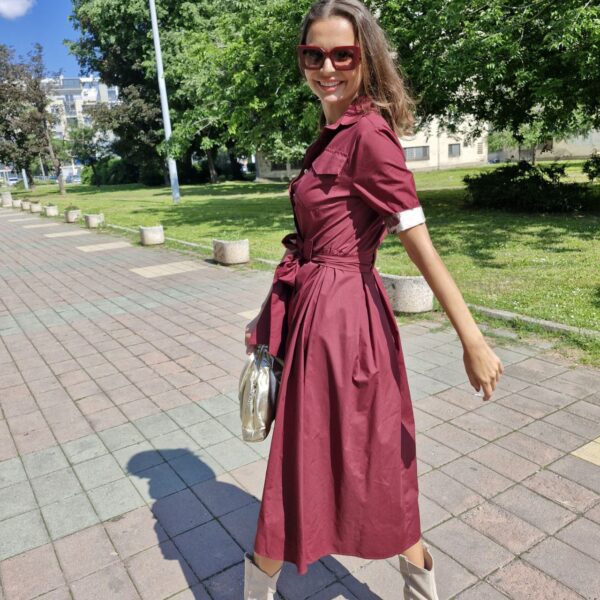 Maxi dress in burgundy red - Image 4