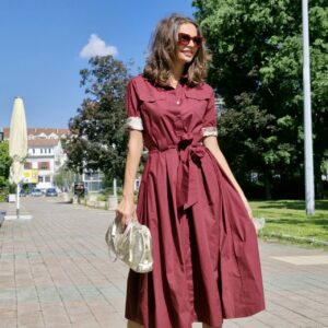 Maxi dress in burgundy red