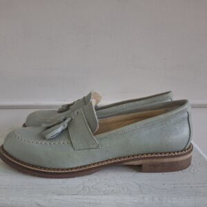 Mint-colored loafers