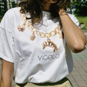 T-shirt with  decorations on the shoulders (Copy)